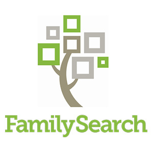 FamilySearch logo with tree illustrated with boxes as leaves