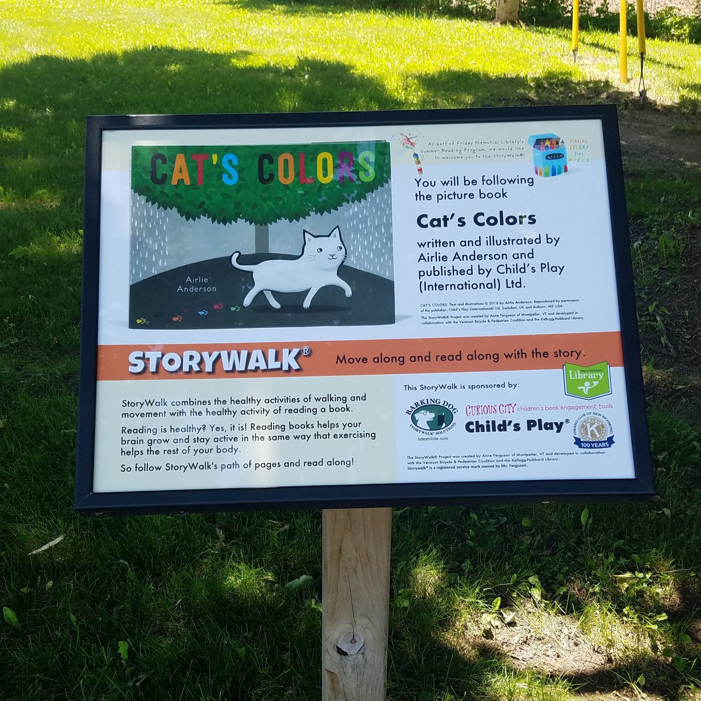 cat's colors storywalk with grass in background