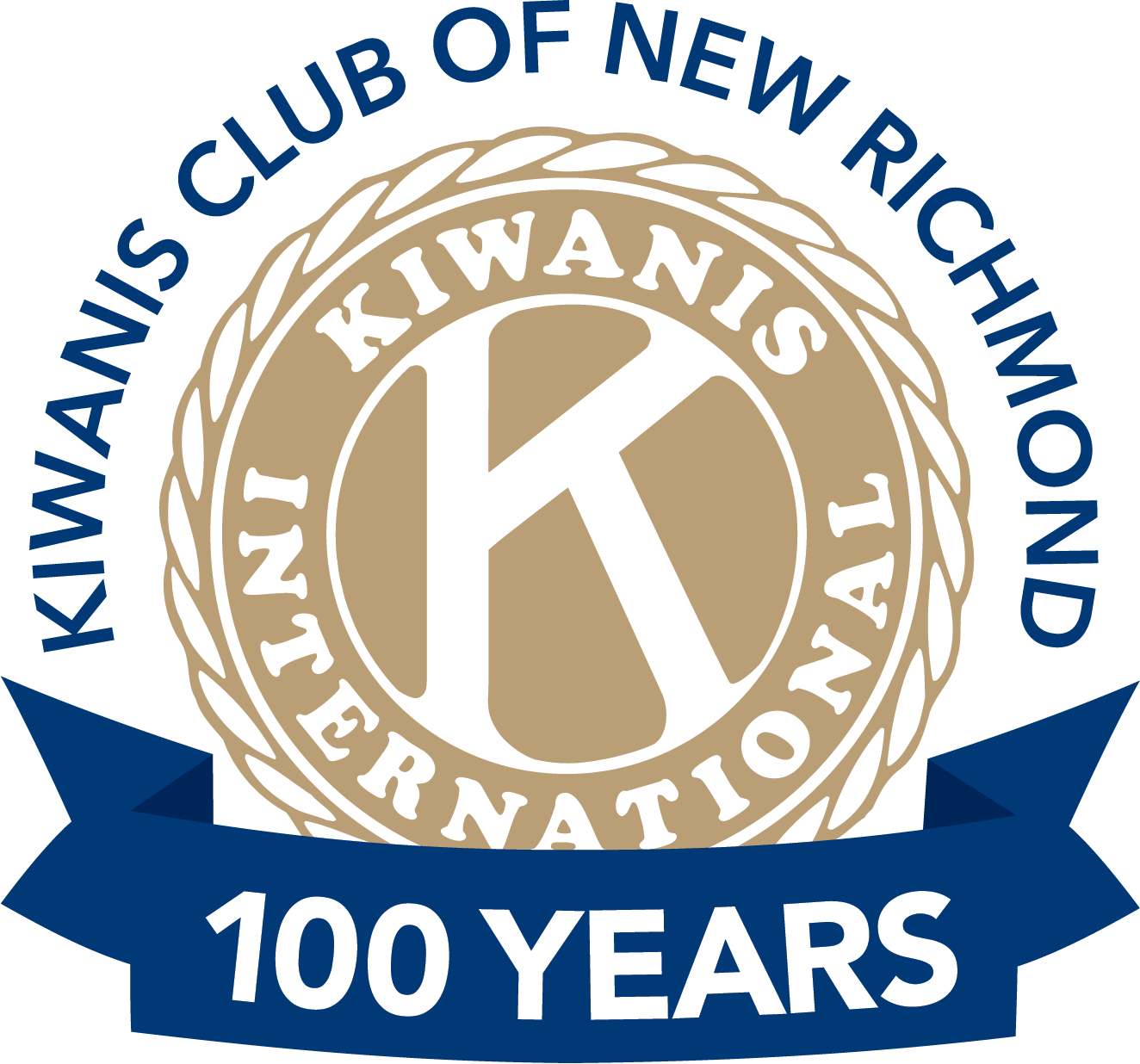 Kiwanis Club of New Richmond 100 Years badge logo