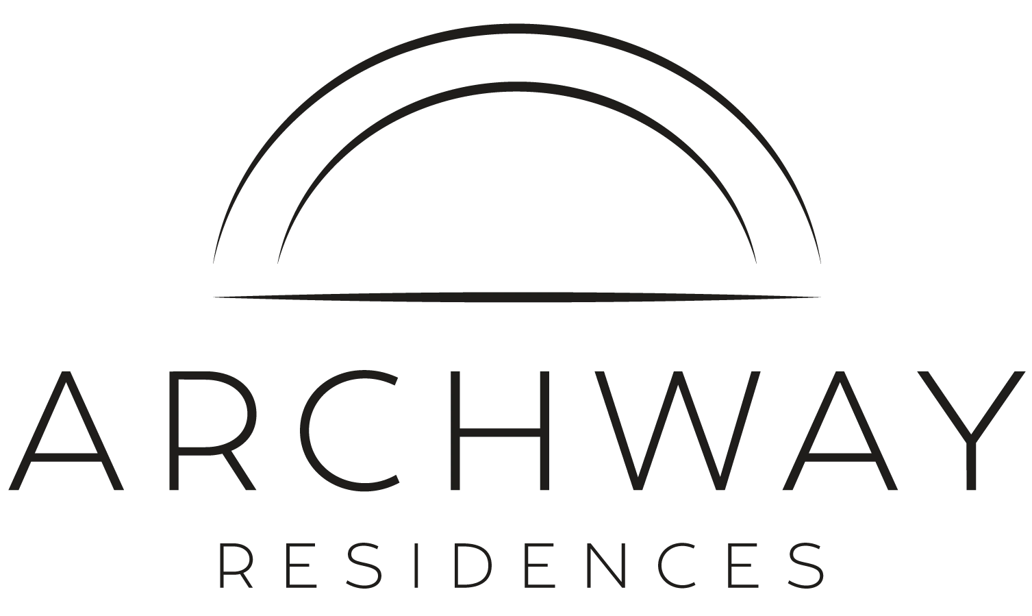 archwayresidences_final logo_black(1) Logo with the text "ARCHWAY RESIDENCES" and a gold arch graphic above.