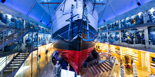 Close up of shipping vessel housed in the Fram Museum.