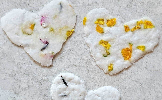 hearts made of recycled seed paper