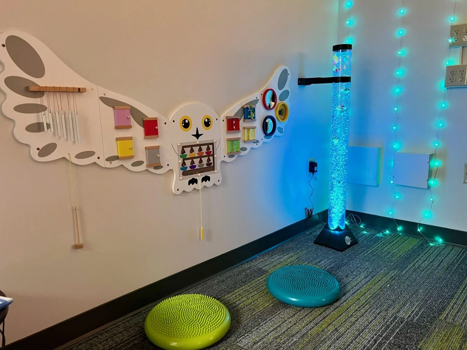 OWL activity wall in the serenity space at superior public library